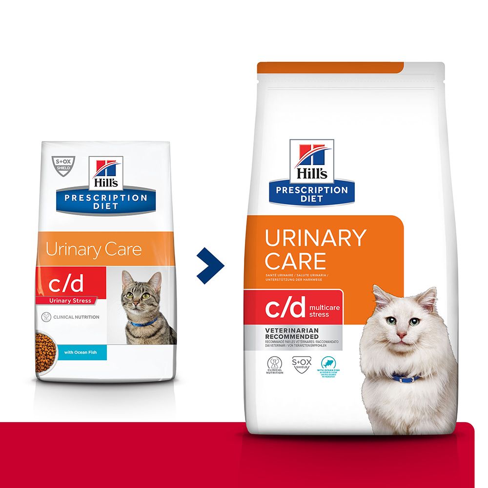 Hill's Prescription Diet com d Multicare Stress Cuidado Urinário alimento seco para gato com peixe do oceano — Embalagem de 1,5 kg