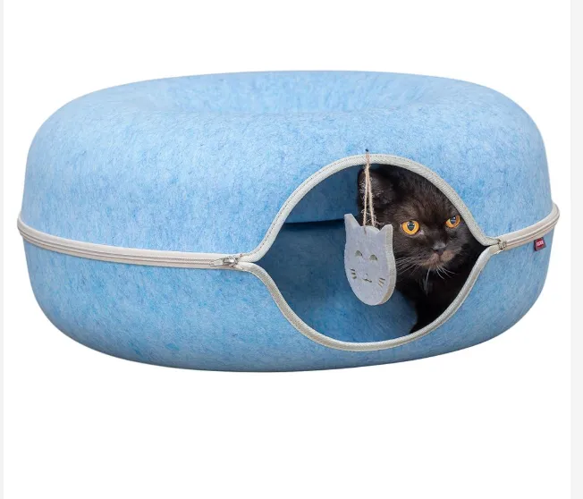 Trixie Tunel / nicho "Donut" em Feltro para Gatos - Ø 60 cm (Azul)