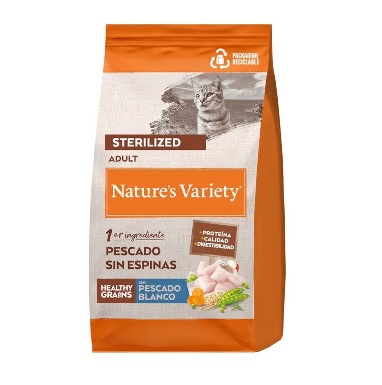 Nature's Variety Healthy Grains Sterilised Ração Seca de Peixe Branco para Gato 3 kg