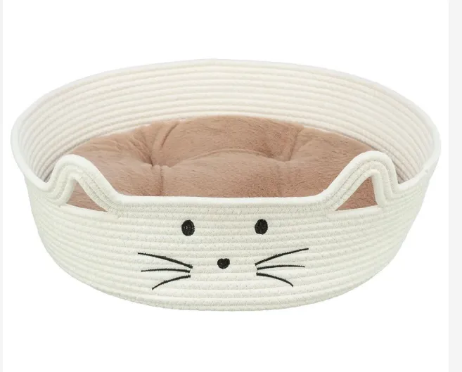 CAMA P/ GATOS "CESTO" ø 45 CM (BRANCO/CASTANHO CLARO)