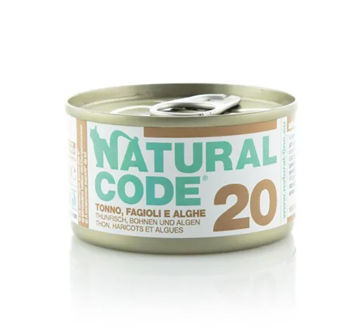 Natural Code 20 - Alimento Húmido para Gato - Atum, Feijão e Algas Marinhas - Quantidade : 85 g