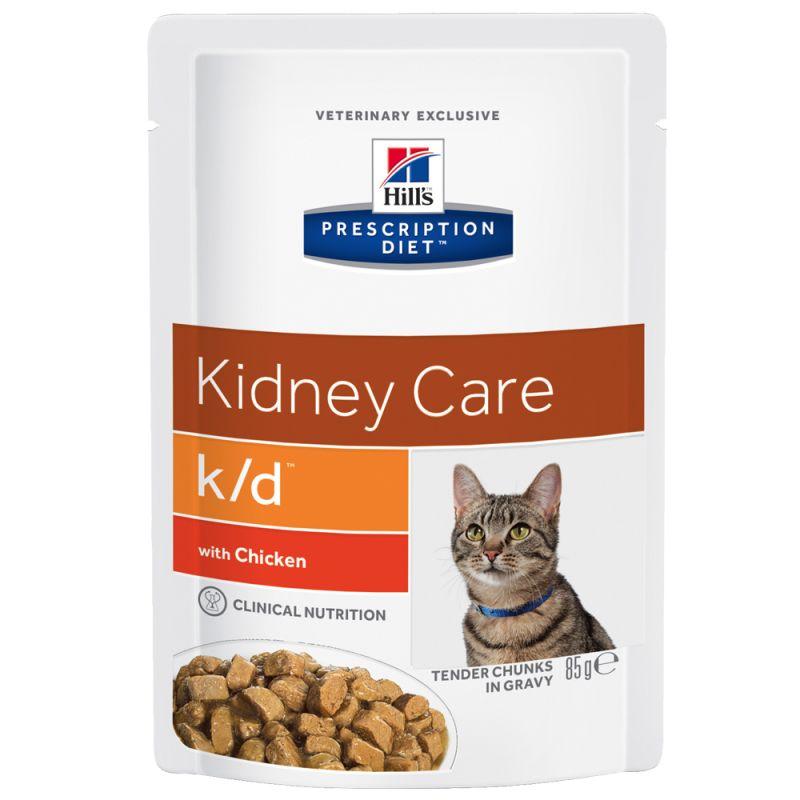 Hill's Prescription Diet k/d Cuidado Renal alimento húmido para gato com Frango — Saqueta de 85 g