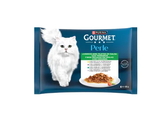 PURINA GOURMET PERLE Finos Pedaços com legumes (4x85g)