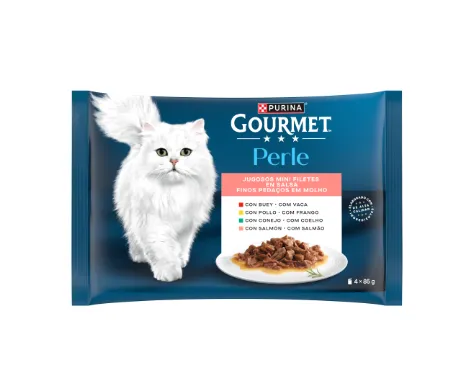 PURINA GOURMET PERLE Finos Pedaços em Molho Vaca (4x85g)