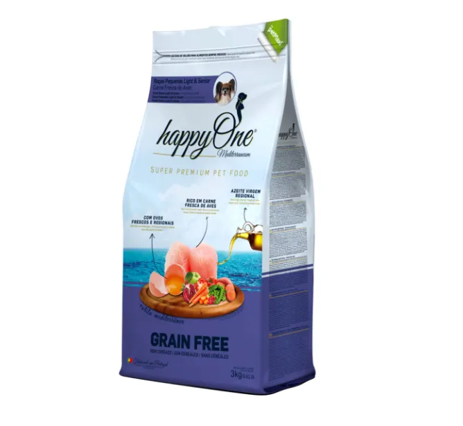 happyOne MEDITERRANEUM Small Breeds Light & Senior Ração Seca para Cão 3 kg