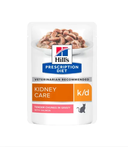 Hill's Prescription Diet k/d Cuidado Renal alimento húmido para gato com salmão — Saqueta de 85 g