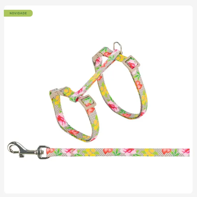[TX41910] PEITORAL+TRELA "FLORES" 27-45 CM / 10 MM