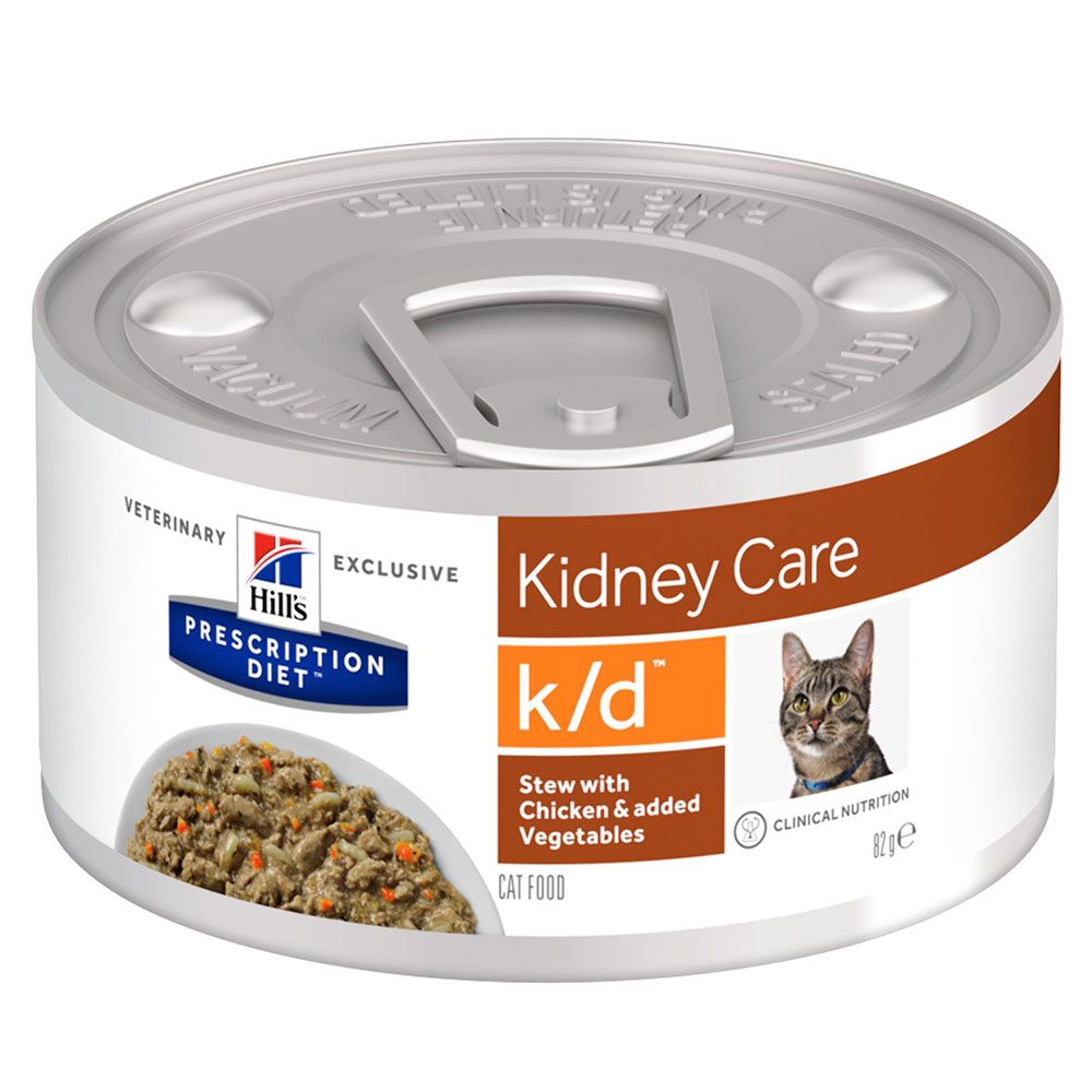 [605668] Hill's Prescription Diet k/d Cuidado Renal guisado para gatos com frango e vegetais adicionados - Lata de 82g