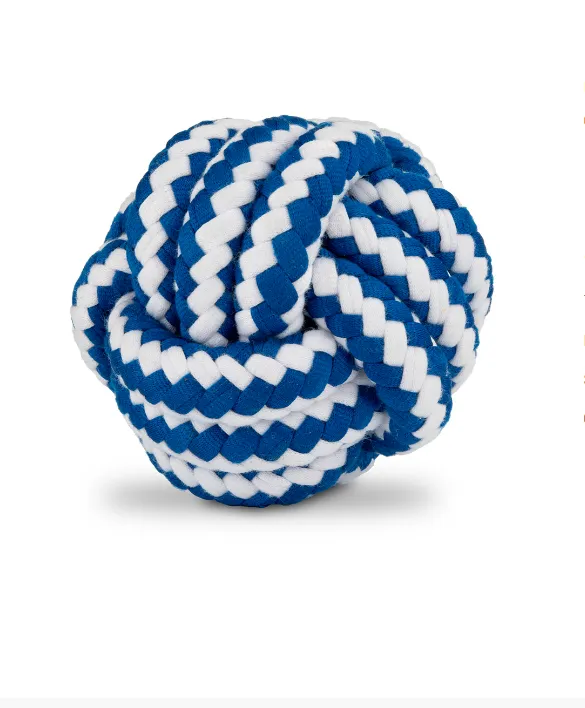 brinquedo cao rope ball white blue 6,5 cm