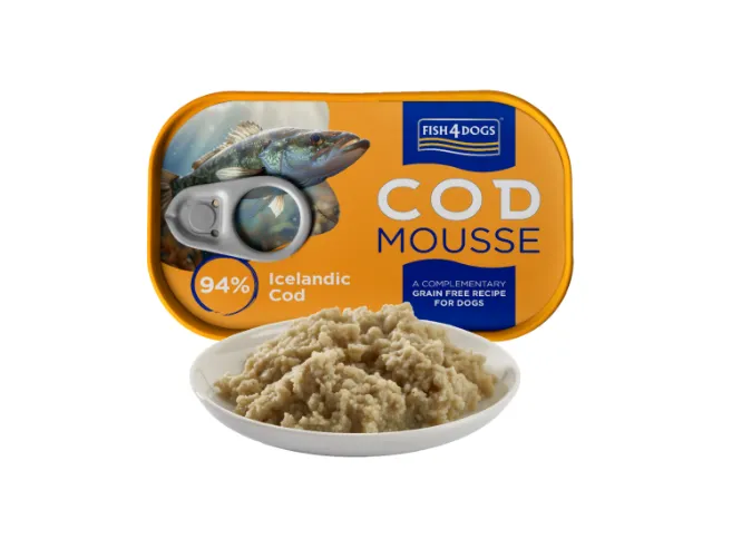 Fish4Dogs Finest Mousse Bacalhau Alimento Húmido para Cão 90 g