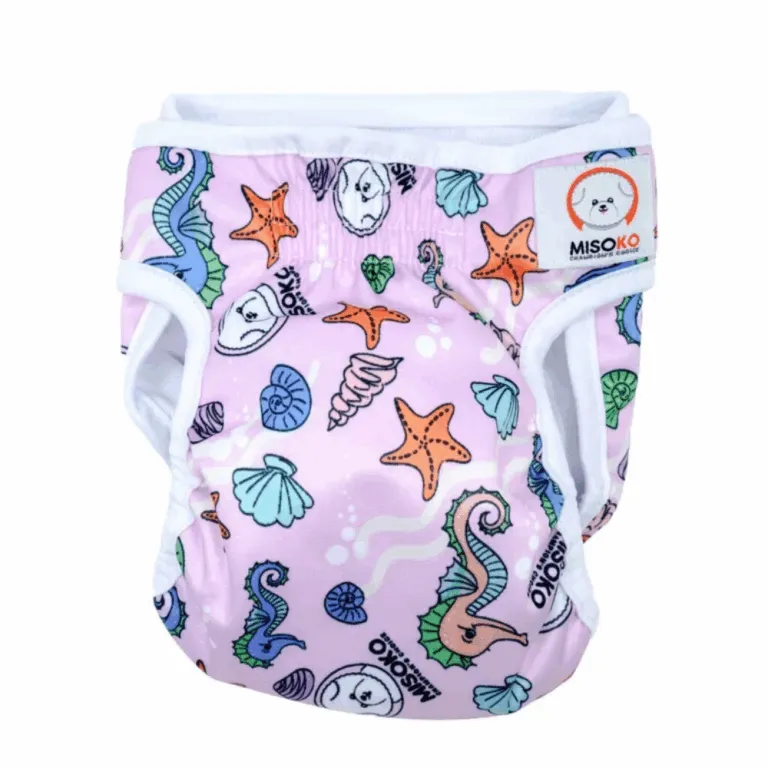 Fraldas Reutilizaveis com Cavalos Marinhos, Pink, Size L