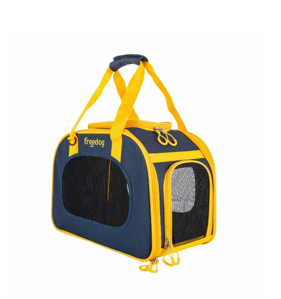 TRANSPORTADORA TRAVELTAILS - BLUE & MUSTARD 45x23x30 CM