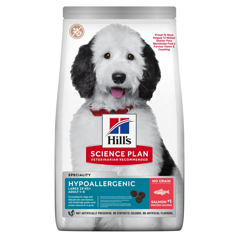 [607846] Hill's Science Plan Hypoallergenic alimento seco para cão adulto de raça grande com salmão - Embalagem de 14kg