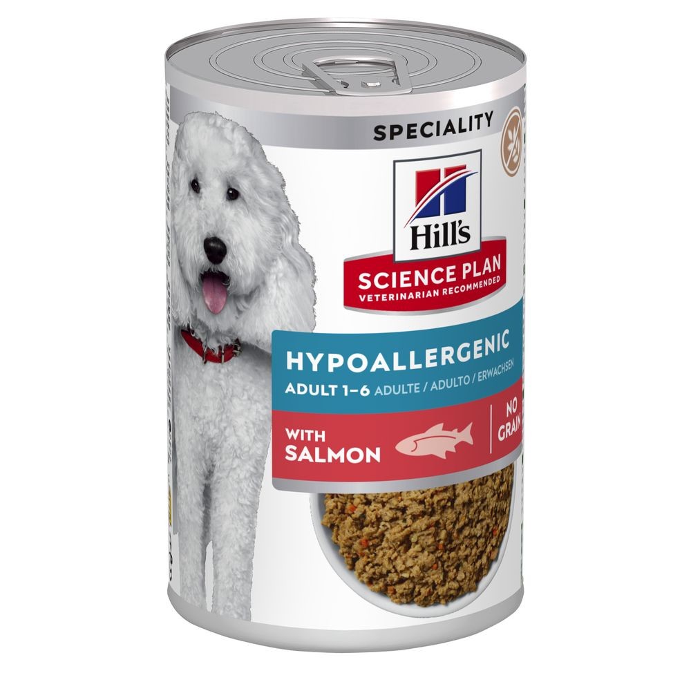Hill's Science Plan Canine Adulto Hypoallergenic Salmão (lata) Alimento Dietético Húmido para Cão 363 g