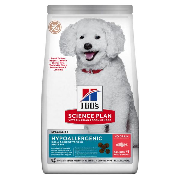 Hill's Science Plan Hypoallergenic alimento seco para cão adulto de raça pequena e mini com salmão — Embalagem de 1,5 kg