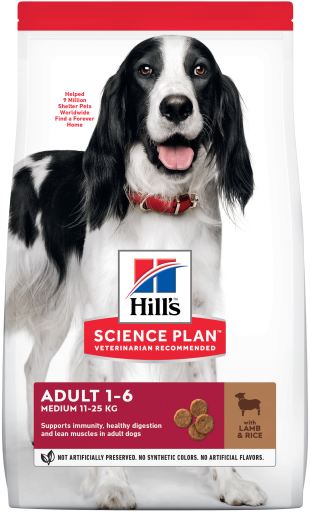 [604357] Hill's Science Plan alimento seco para cão adulto de raça média com borrego e arroz - Embalagem de 14kg