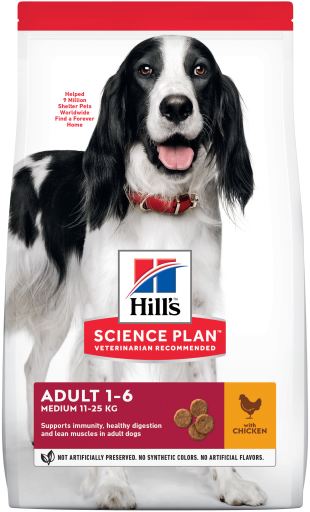 Hill's Science Plan alimento seco para cão adulto de raça média com Frango — Embalagem de 14 kg