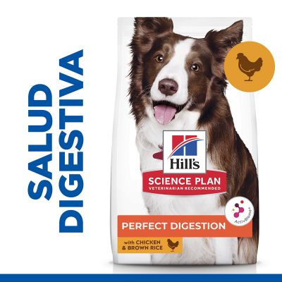 Hill's Science Plan Perfect Digestion alimento seco para cão adulto 1+ de raça média com Frango e arroz integral — Embalagem de 2,5 kg