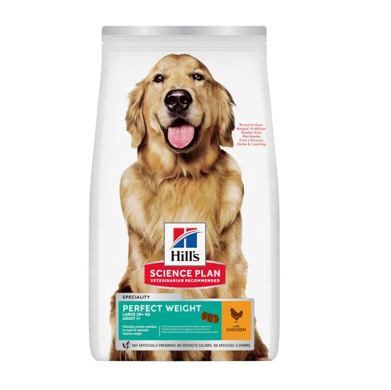 Hill's Science Plan Perfect Weight alimento seco para cão adulto de raça grande com Frango — Embalagem de 12 kg