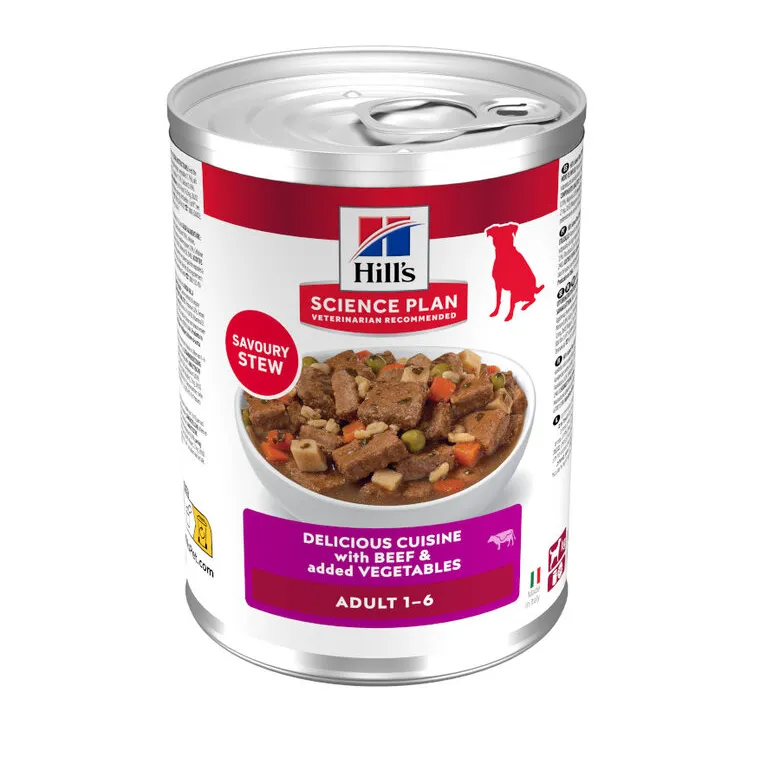 Hill's Science Plan guisado para cão adulto com vaca e vegetais adicionados 363 g Lata