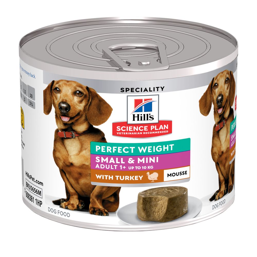 Hill's Science Plan Perfect Weight mousse para cão adulto de raça pequena e mini com Peru — Lata de 200 g