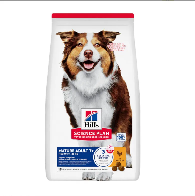 [604285] Hill's Science Plan alimento seco para cão adulto maturo de raça média com Frango — Embalagem de 2,5 kg