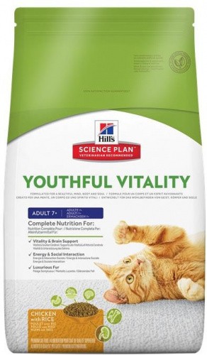 Hill's Science Plan Senior Vitality alimento seco para gato adulto 7+ com frango e arroz - Embalagem de 1,5kg
