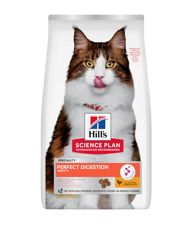 Hill's Science Plan Perfect Digestion alimento seco para gato adulto 1+ com Frango e arroz integral — Embalagem de 1,5 kg