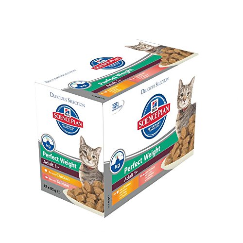 Hill's Science Plan Perfect Weight alimento húmido para gato adulto com Frango, com salmão — Saqueta de 12* 85 g