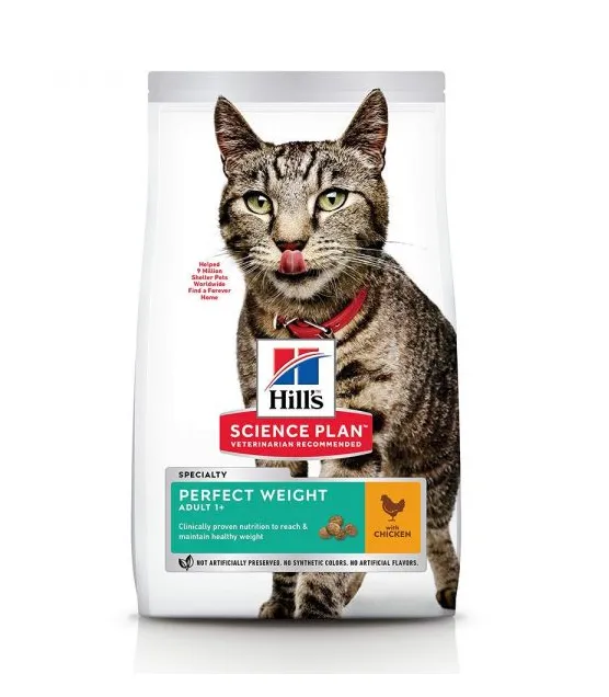 Hill's Science Plan Perfect Weight alimento seco para gato adulto com Frango — Embalagem de 1,5 kg