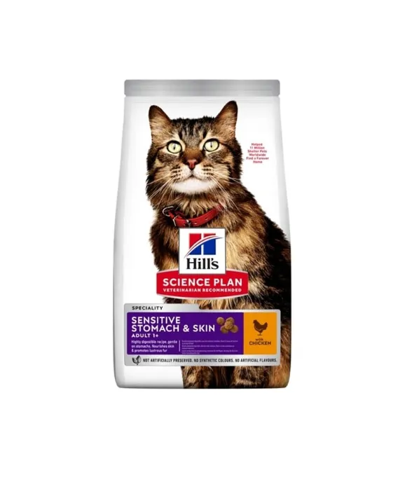 Hill's Science Plan Sensitive Stomach & Skin alimento seco para gato adulto com Frango — Embalagem de 1,5 kg