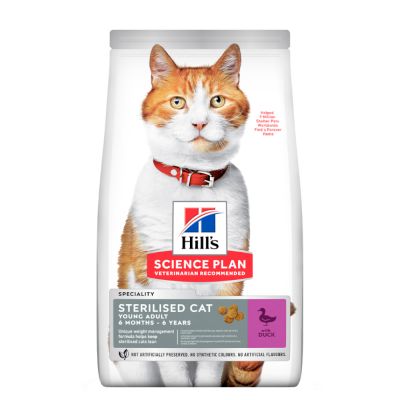 Hill's Science Plan Sterilised Cat alimento seco para gato adulto com pato — Embalagem de 1,5 kg