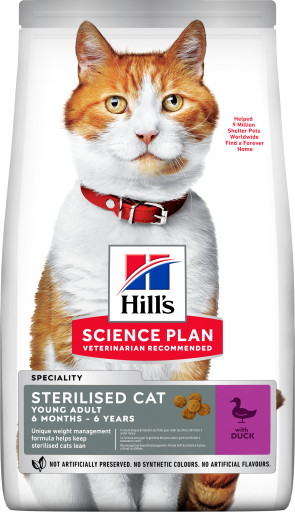 [607279] Hill's Science Plan Sterilised Cat alimento seco para gato adulto com pato - Embalagem de 7kg