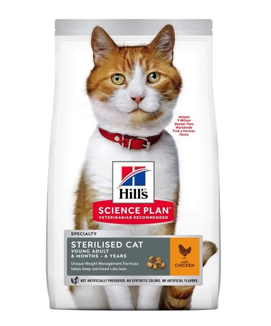 Hill's Science Plan Sterilised Cat alimento seco para gato adulto com Frango — Embalagem de 1,5 kg