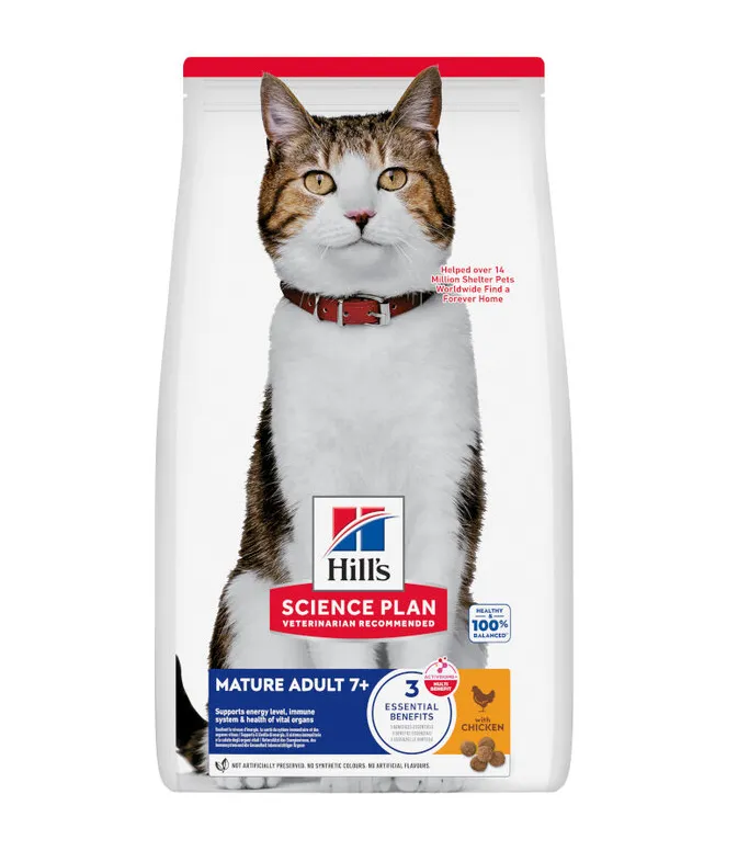 Hill's Science Plan alimento seco para gato adulto maturo com Frango — Embalagem de 1,5 kg