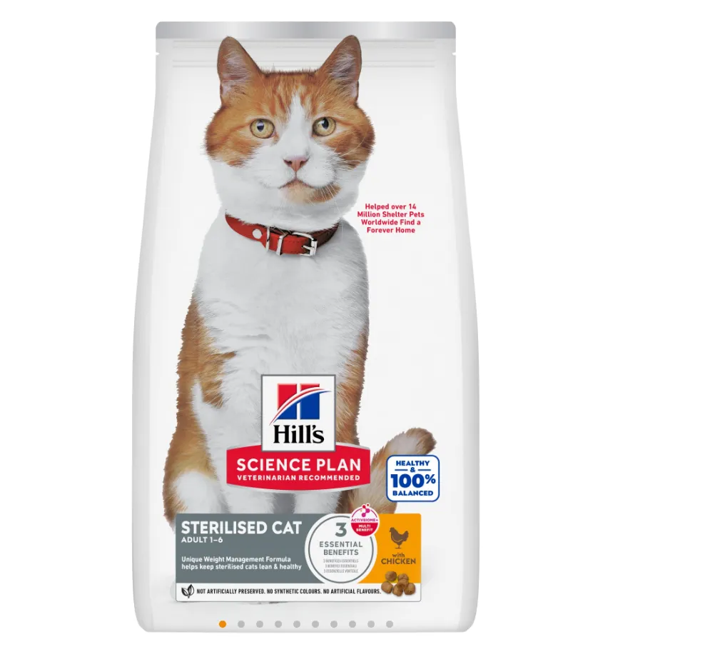Hill's Science Plan Sterilised Cat alimento seco para gato adulto maturo com Frango — Embalagem de 1,5 kg