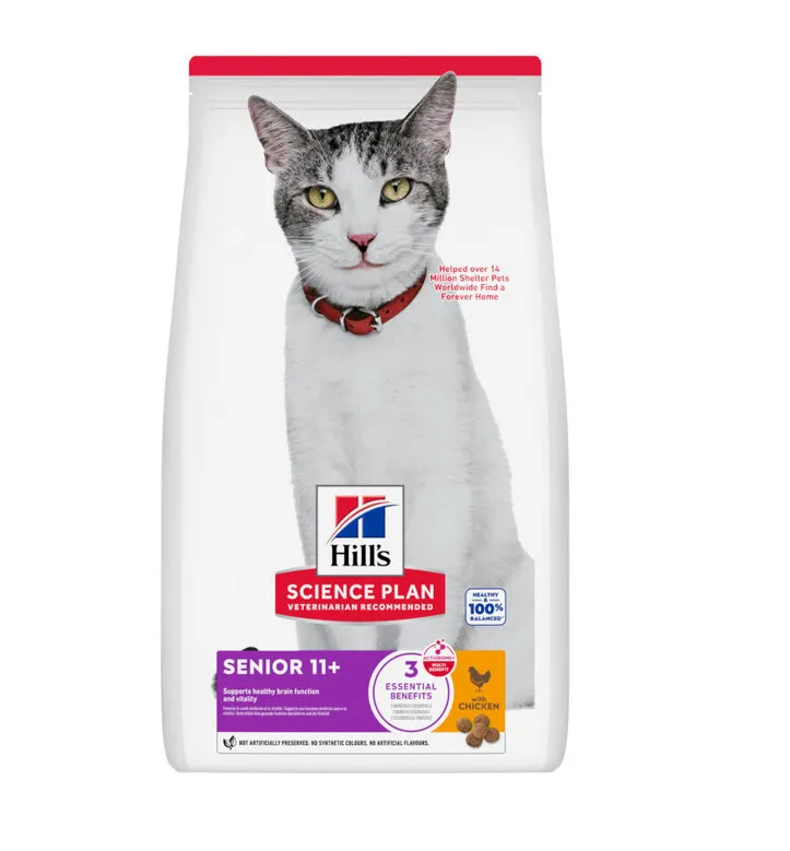 Hill's Science Plan alimento seco para gato sénior 11+ com Frango — Embalagem de 1,5 kg