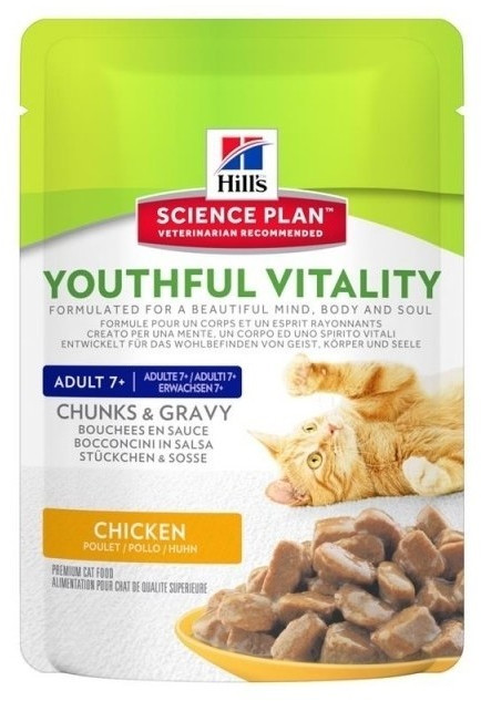 Hill's Science Plan Feline Senior Vitality frango e salmão (multipack saquetas) 12x85g