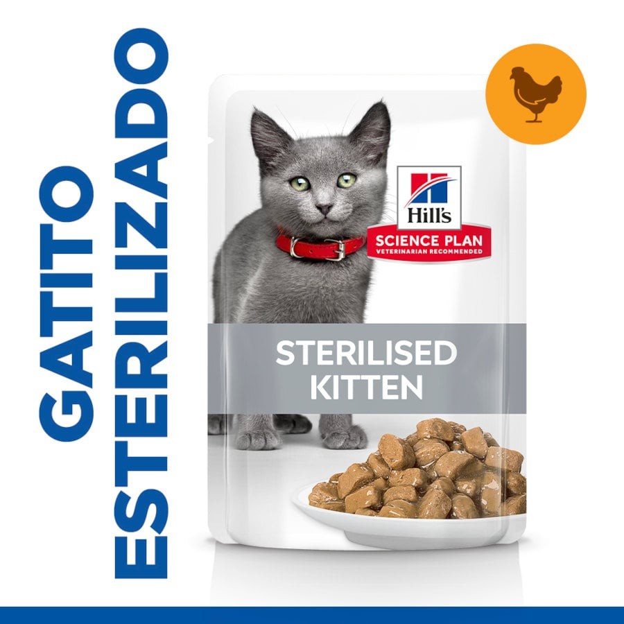 [608977] Hill's Science Plan Sterilised Kitten alimento para gatinho frango - Saqueta de 85g