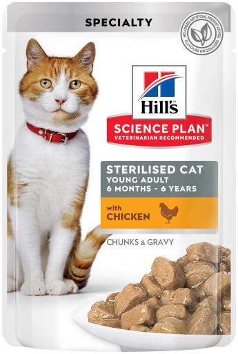 Hill's Science Plan Sterilised Cat alimento húmido para gato adulto com Frango — Saqueta de 85 g