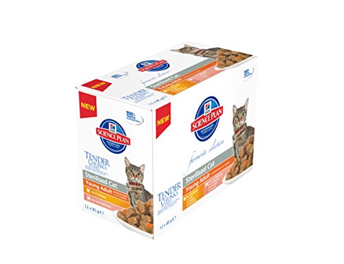 Hill's Science Plan Sterilised Cat alimento húmido para gato adulto com Frango, com salmão, com truta, com Peru — Saqueta de 12 un. 85 g