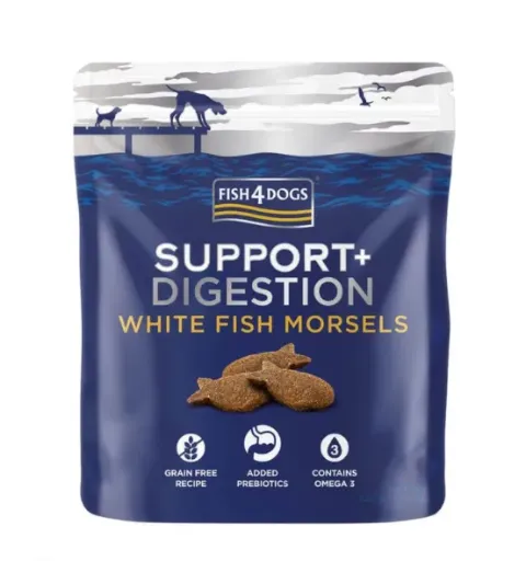 Fish4Dogs Support+ Digestion White Fish Morsels Snack para Cão 225 g