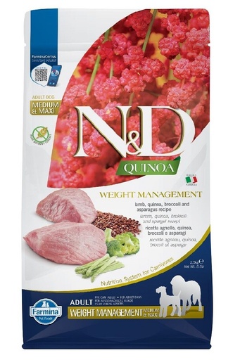 N&D Quinoa Dog Weight Management Adult Med/Max 2,5Kg
