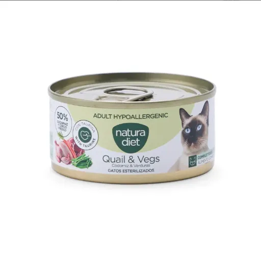 Natura Diet Cat Paté Adult Hypoallergenic Quail & Vegs para Gato 85 g