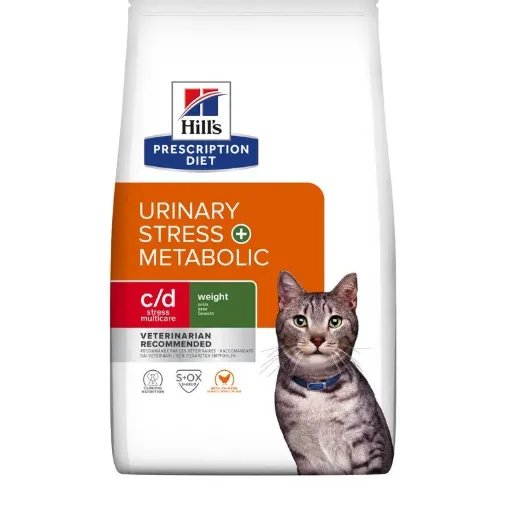 Hill's Prescription Diet c/d Multicare Stress + Metabolic alimento seco para gato com frango - Embalagem de 1,5kg