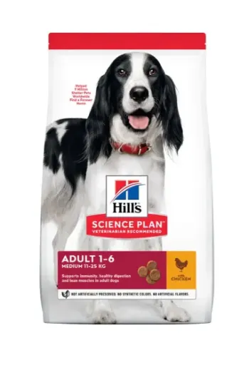 Hill's Science Plan alimento seco para cão adulto maturo de raça média com frango - Embalagem de 14kg